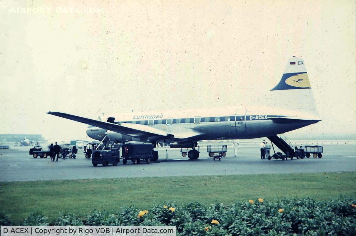 D-ACEX, 1957 Convair 640 C/N 460, Old slide of D-ACEX in Germany, probably in 1967.
First constructed as a CV-440-88.