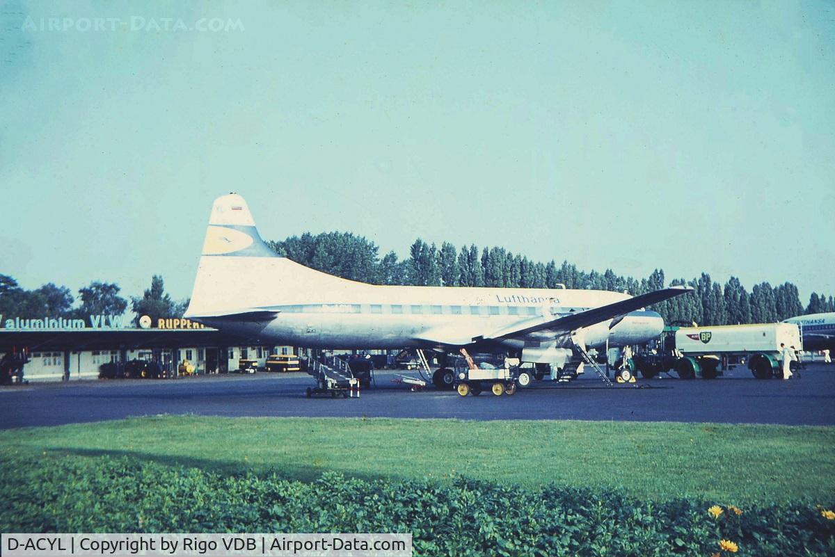 D-ACYL, 1957 Convair 440-88 Metropolitan C/N 448, Old slide of D-ACYL in Germany, Probably in 1967.
Became later YU-ADR.
