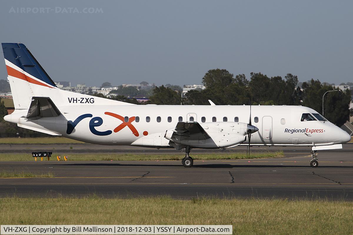 VH-ZXG, 1996 Saab 340B+ C/N 340B-402, taxi from 34R