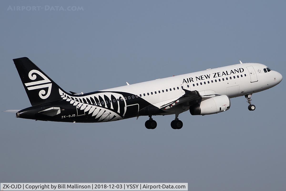 ZK-OJD, 2003 Airbus A320-232 C/N 2130, away to AKL