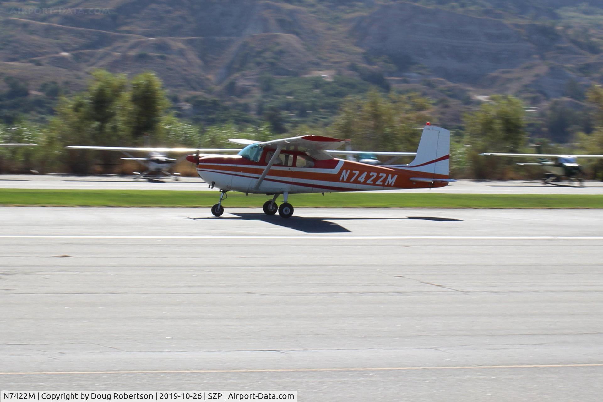 N7422M, 1959 Cessna 175 Skylark C/N 55722, 1959 Cessna 175 SKYLARK, Continental GO-300-A 175 Hp geared engine, landing roll Rwy 04