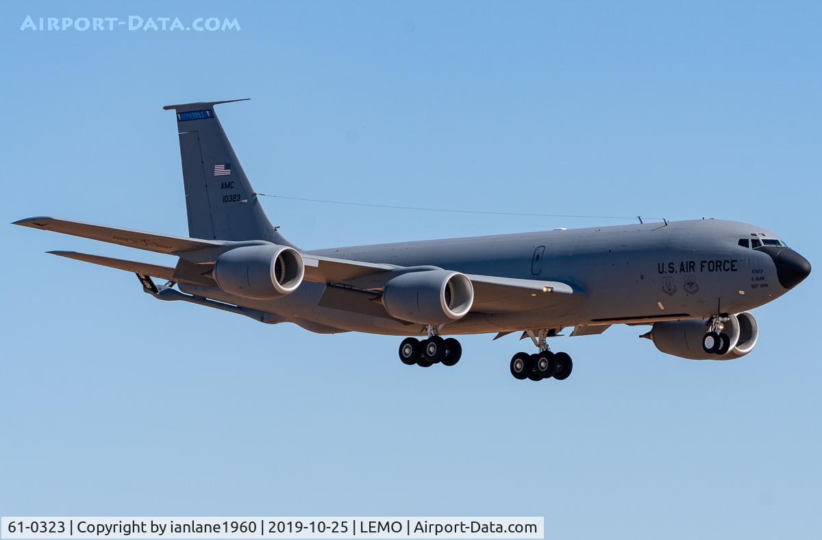 61-0323, 1961 Boeing KC-135R Stratotanker C/N 18230, Arriving at Moron Air Base as 
