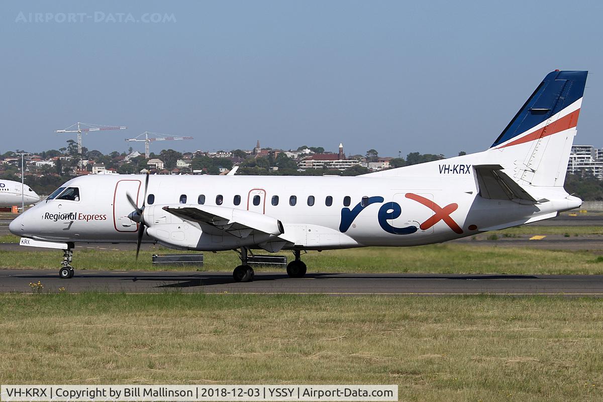VH-KRX, 1991 Saab 340B C/N 340B-290, TAXI TO 34R