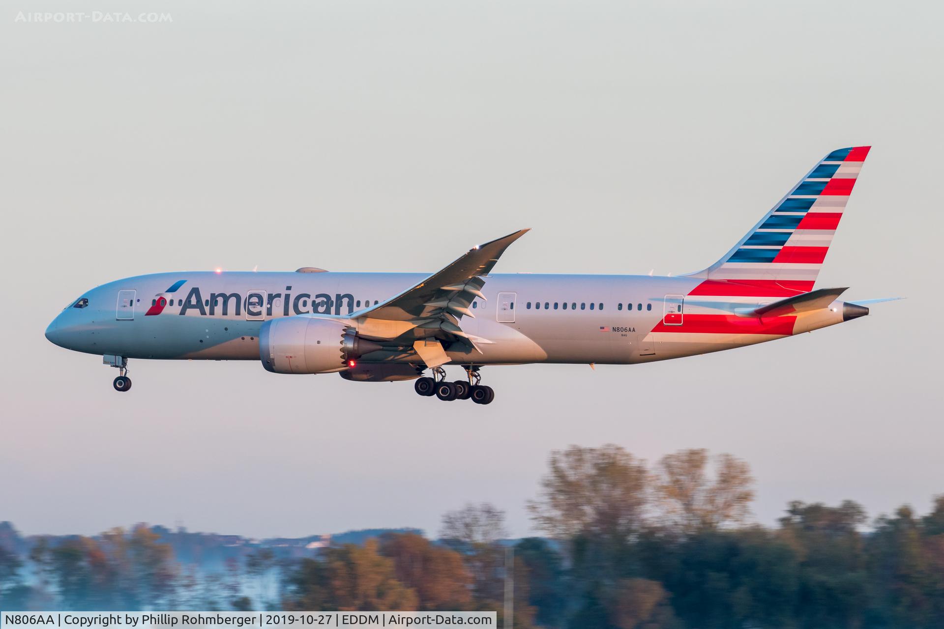 N806AA, 2015 Boeing 787-8 Dreamliner C/N 40624, approaching EDDM in the morning.
