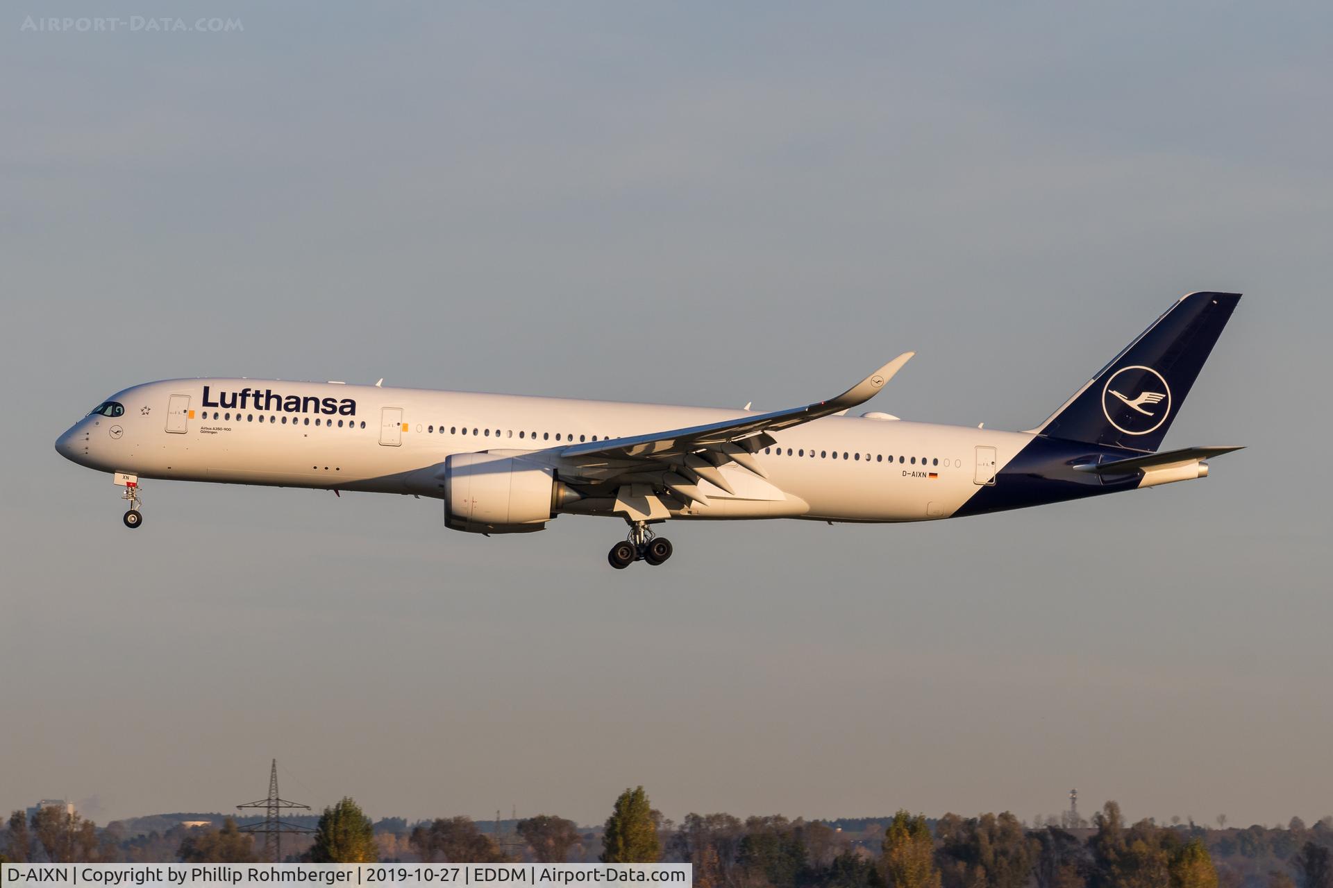 D-AIXN, 2019 Airbus A350-941 C/N 292, approaching EDDM in the morning.
