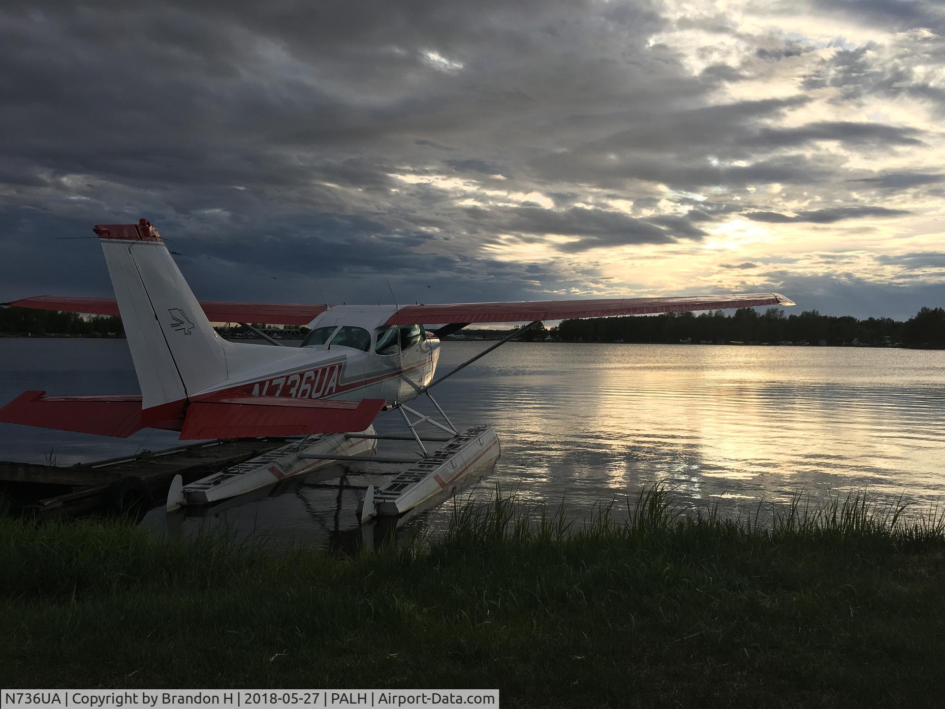 N736UA, 1977 Cessna R172K Hawk XP C/N R1722788, Docked at Lake Spenard/Lake Hood in Anchorage AK