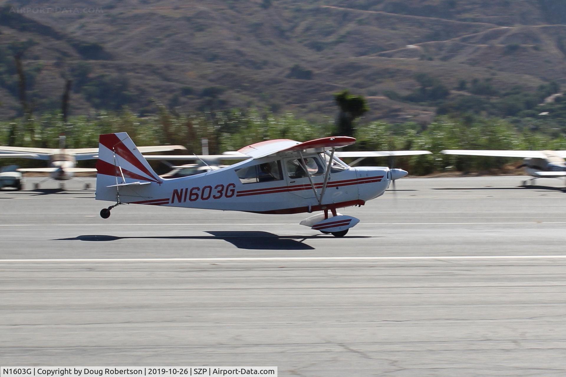 N1603G, 1968 Champion 7ECA Citabria C/N 609, 1968 Champion 7ECA CITABRIA, Lycoming O&VO-360 180 Hp, takeoff roll Rwy 22