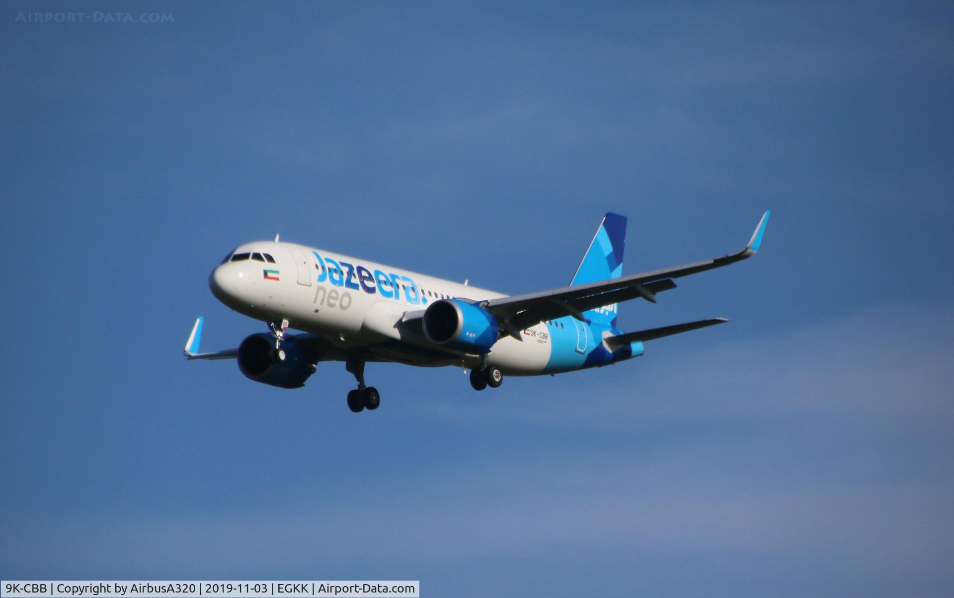 9K-CBB, 2019 Airbus A320-251NEO C/N 9002, Approaching LGW