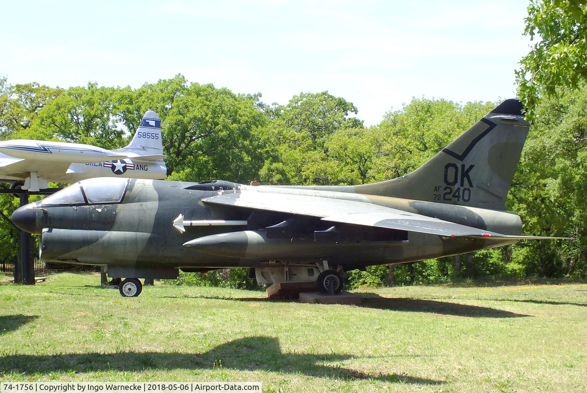 74-1756, 1974 LTV A-7D Corsair II C/N D-431, LTV A-7D Corsair II at the 45th Infantry Division Museum, Oklahoma City OK