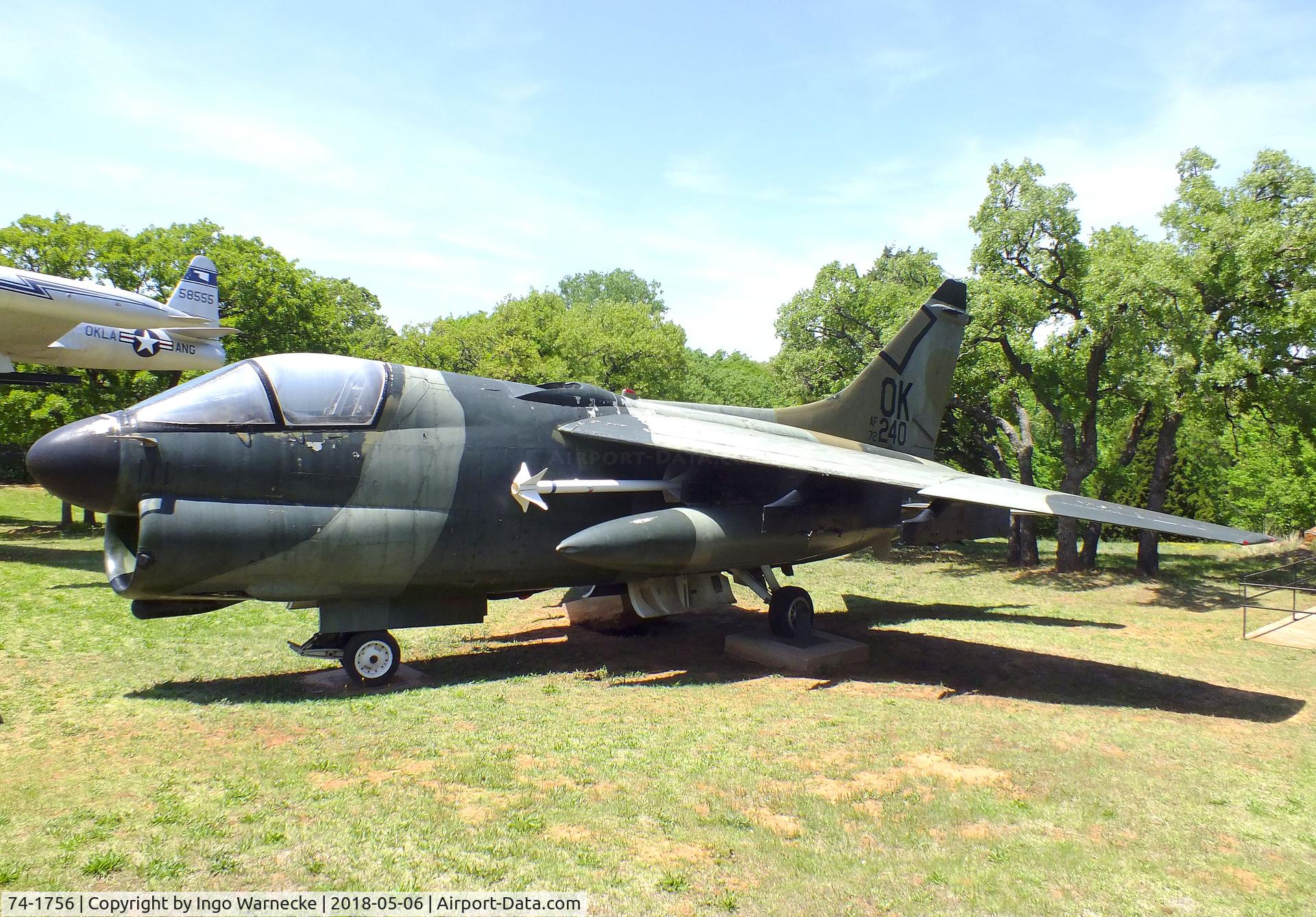 74-1756, 1974 LTV A-7D Corsair II C/N D-431, LTV A-7D Corsair II at the 45th Infantry Division Museum, Oklahoma City OK