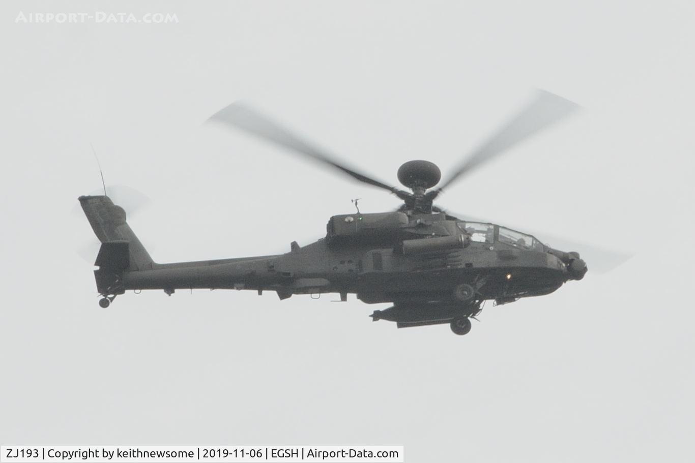 ZJ193, Westland WAH-64D Apache AH1 C/N WAH / 28, Transiting Norwich airspace at 750ft, Army Air 443.