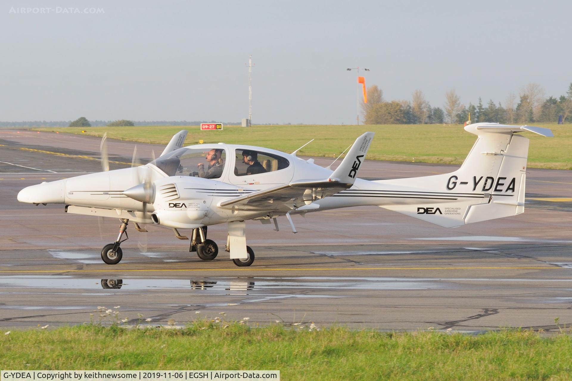 G-YDEA, 2006 Diamond DA-42 Twin Star C/N 42.151, Arriving at Norwich for fuel stop.
