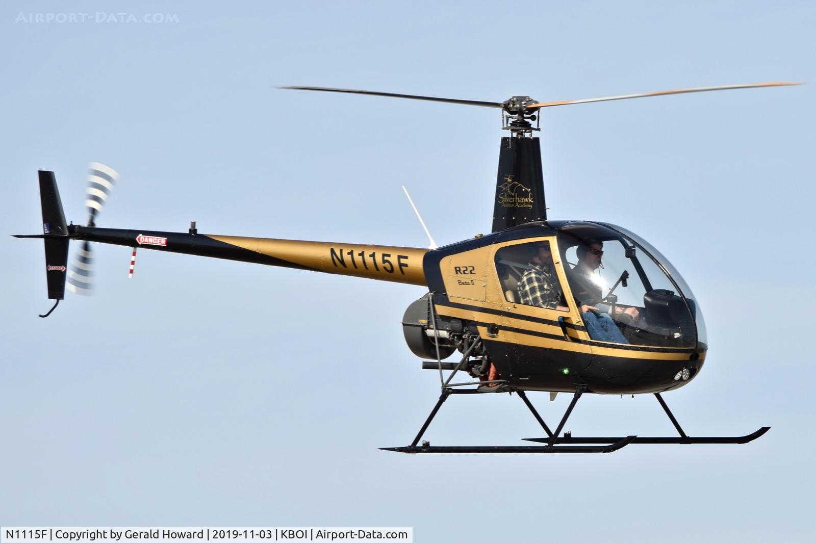N1115F, 1997 Robinson R22 C/N 2765, Take off from south helo pad.
