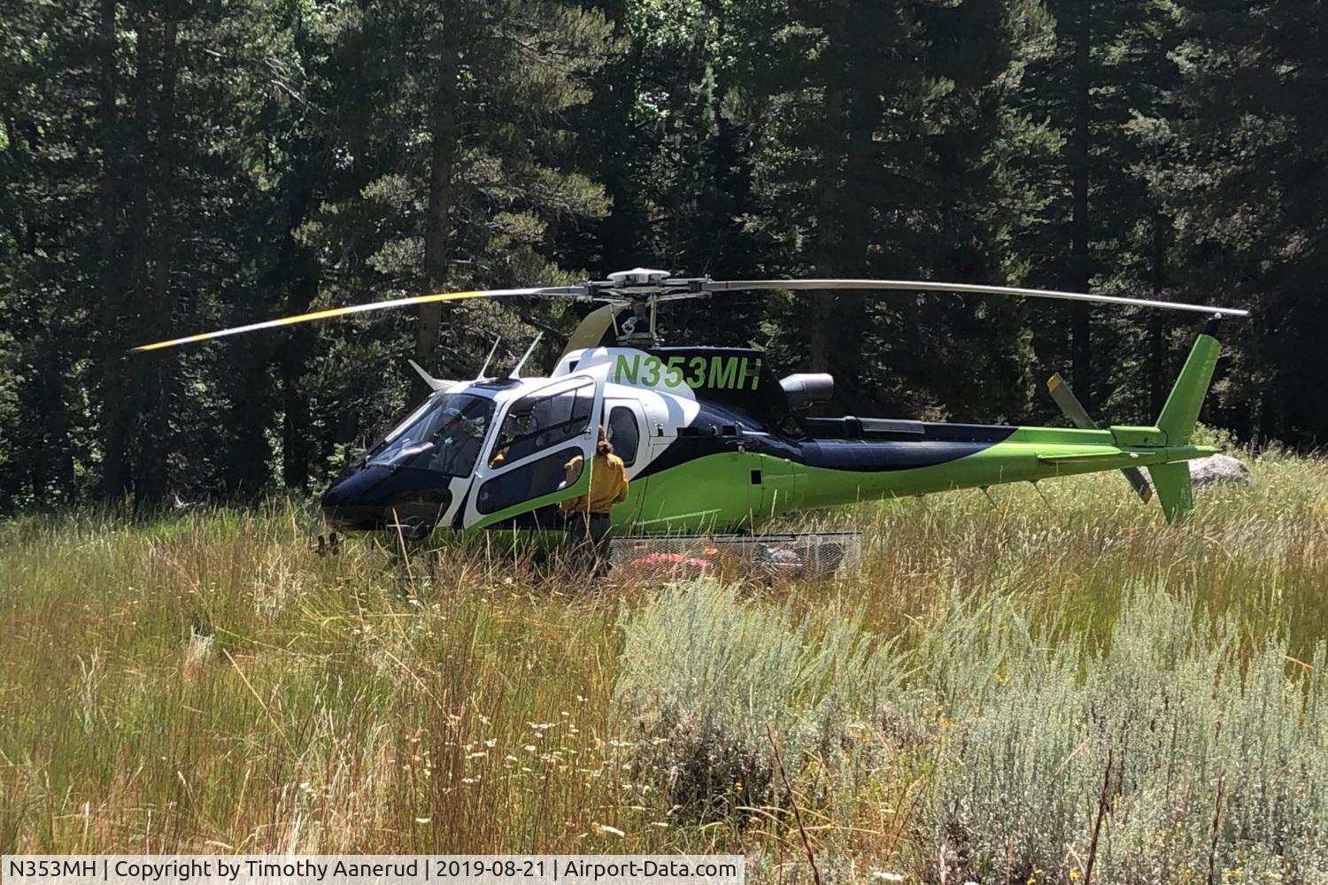 N353MH, 1999 Eurocopter AS-350B-3 Ecureuil Ecureuil C/N 3267, 1999 Eurocopter AS-350B-3 Ecureuil, c/n: 3267, Medical Evacuation, Sequoia National Park, Rattlesnake Creek  Trail.  Photo taken by my daughter who was working on trails in the park.