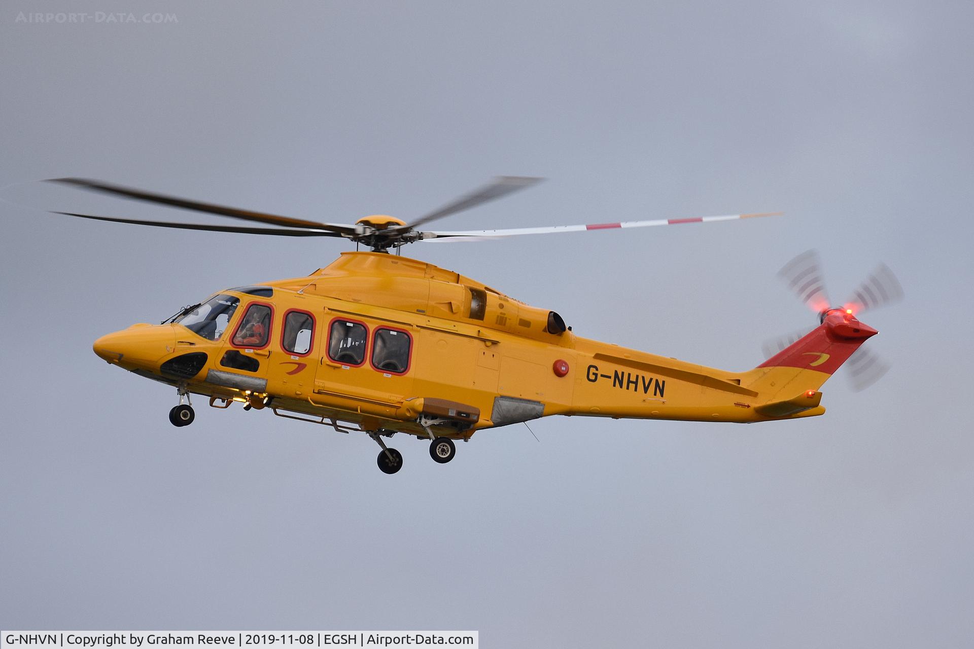 G-NHVN, 2015 AgustaWestland AW-139 C/N 31700, Departing from Norwich.