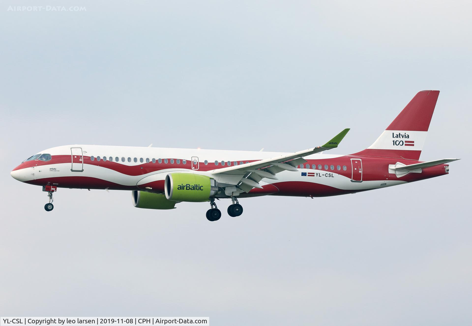 YL-CSL, 2018 Airbus A220-300 C/N 55041, Copenhagen 8.11.2019