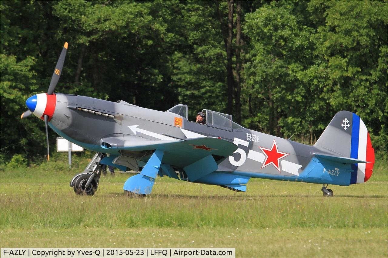 F-AZLY, Yakovlev Yak-3U C/N 172890, Yakovlev Yak-3U, Landing, La Ferté-Alais airfield (LFFQ) Air show 2015