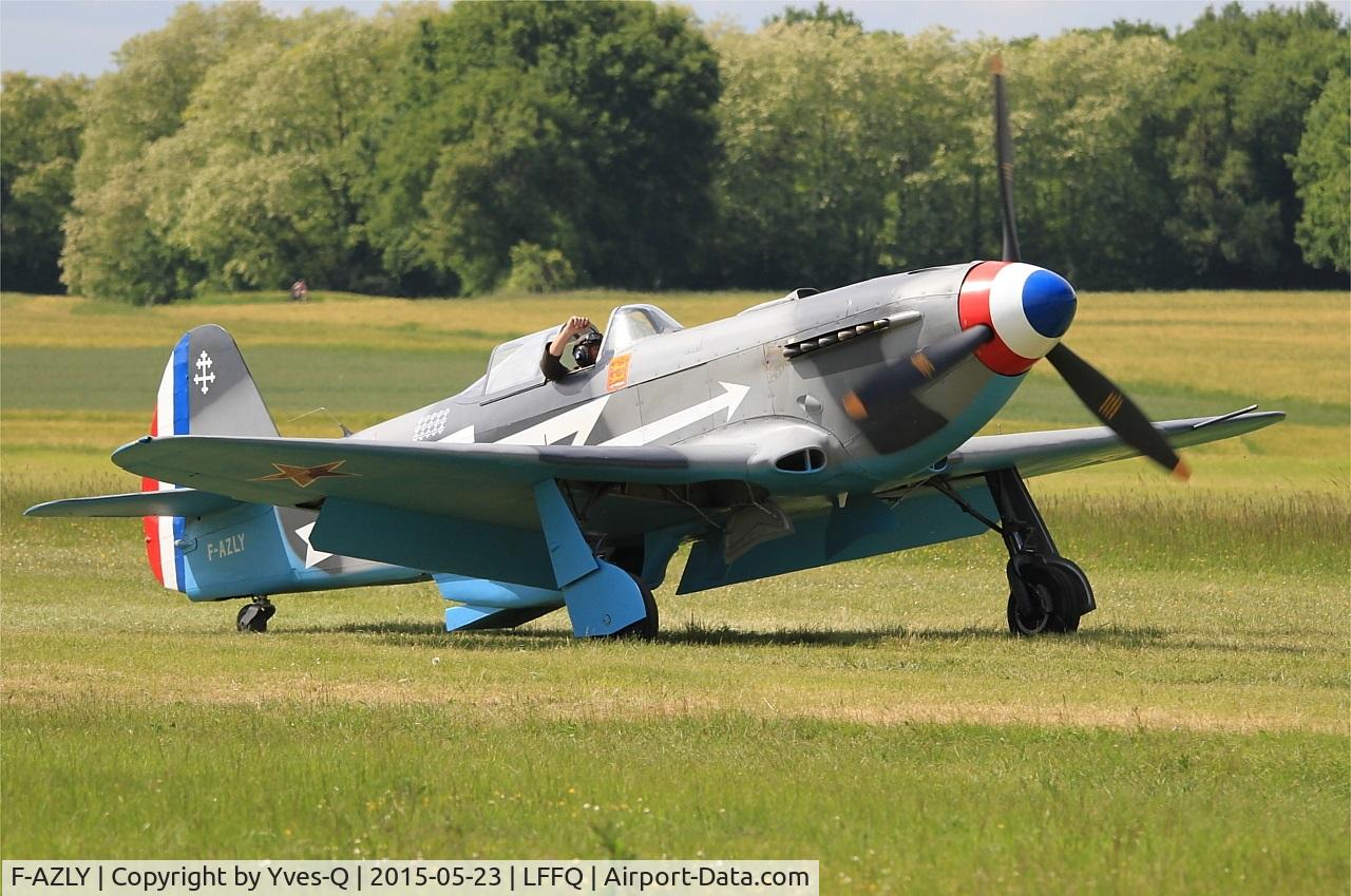F-AZLY, Yakovlev Yak-3U C/N 172890, Yakovlev Yak-3U, Taxiing to parking area, La Ferté-Alais airfield (LFFQ) Air show 2015