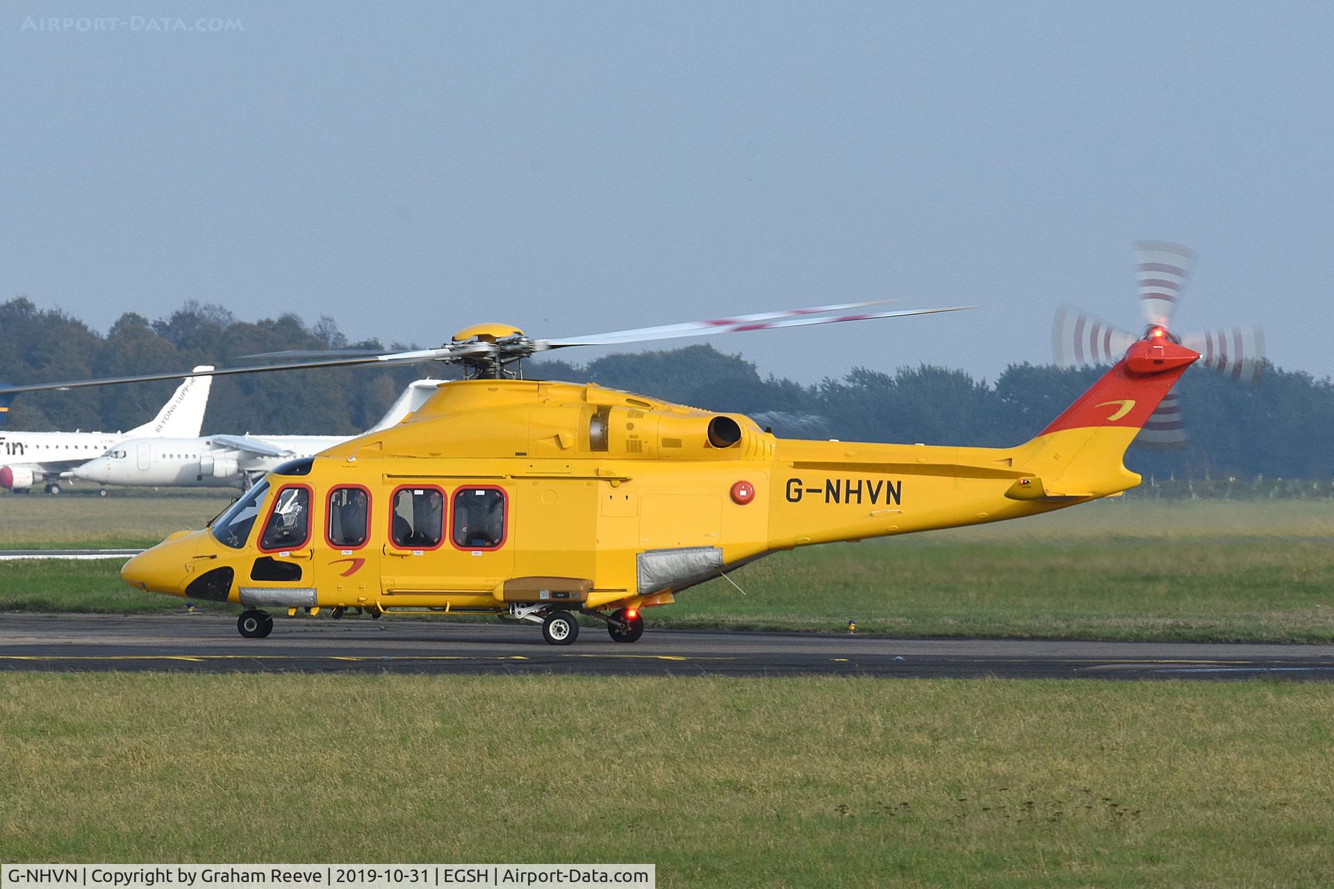 G-NHVN, 2015 AgustaWestland AW-139 C/N 31700, Departing from Norwich.