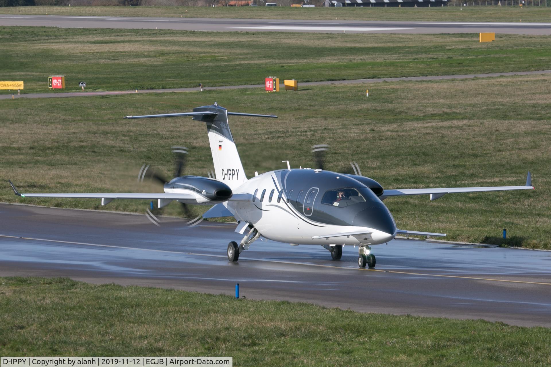 D-IPPY, 2018 Piaggio P-180 Avanti II EVO C/N 3010, Taxying after arrival at Guernsey