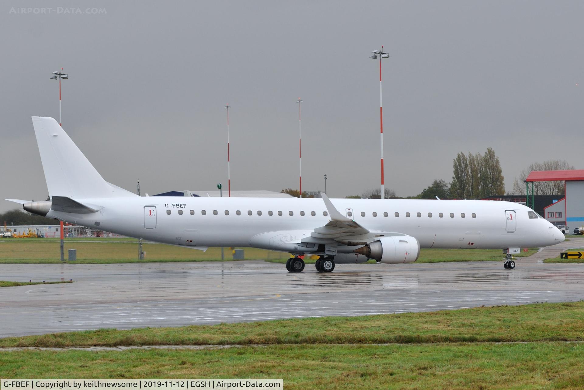 G-FBEF, 2007 Embraer 195LR (ERJ-190-200LR) C/N 19000104, Arriving at Norwich from Exeter plain white !