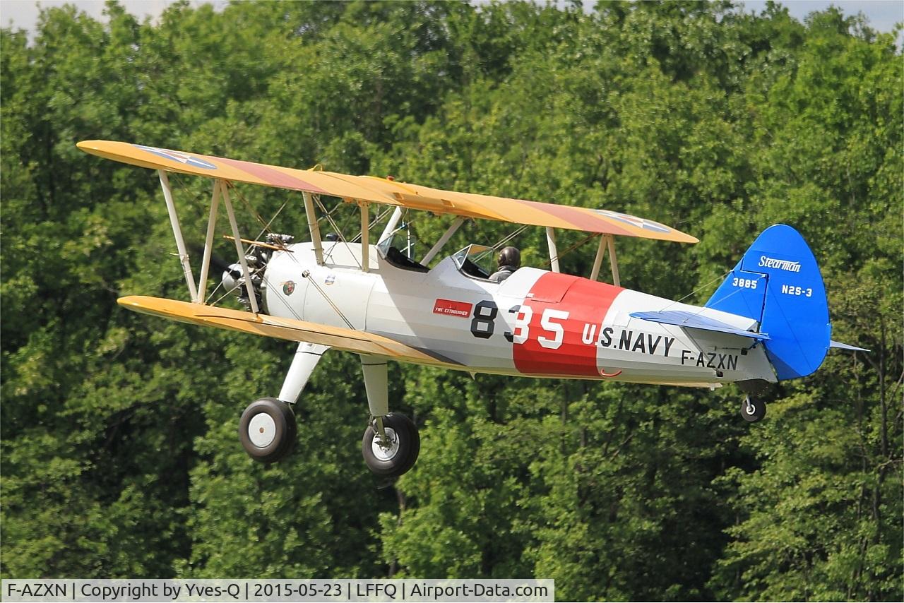 F-AZXN, 1942 Boeing A75N1 (PT-17) C/N 75-3885, Boeing A75N1(PT17), Take off, La Ferté-Alais Airfield (LFFQ) Air show 2015