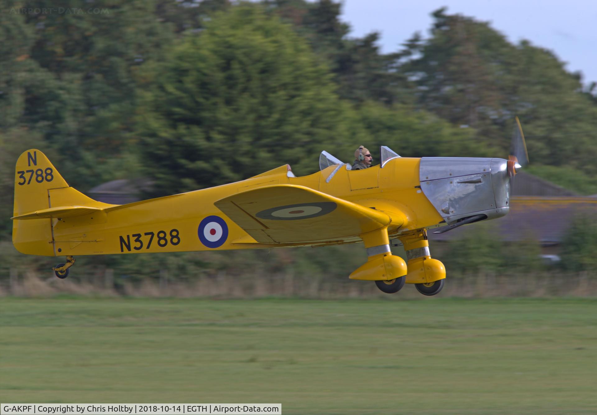 G-AKPF, 1941 Miles M14A Hawk Trainer 3 C/N 2228, Taking off at Old Warden