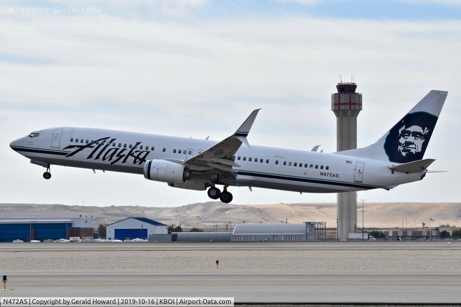 N472AS, 2015 Boeing 737-990/ER C/N 60580, Take off from 10L.