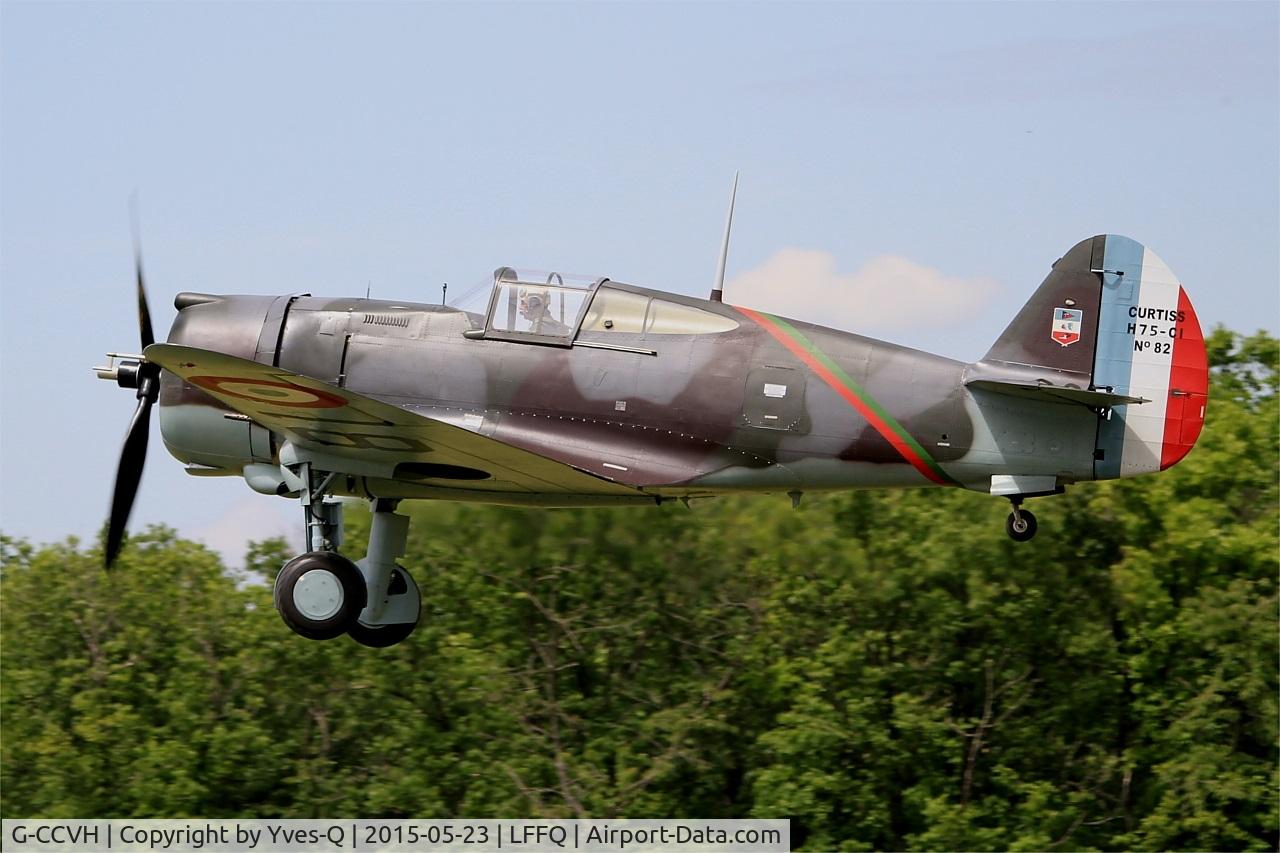 G-CCVH, 1939 Curtiss H-75A-1 C/N 12881, Curtiss H-75A-1, Take off, La Ferté-Alais airfield (LFFQ) Airshow 2015