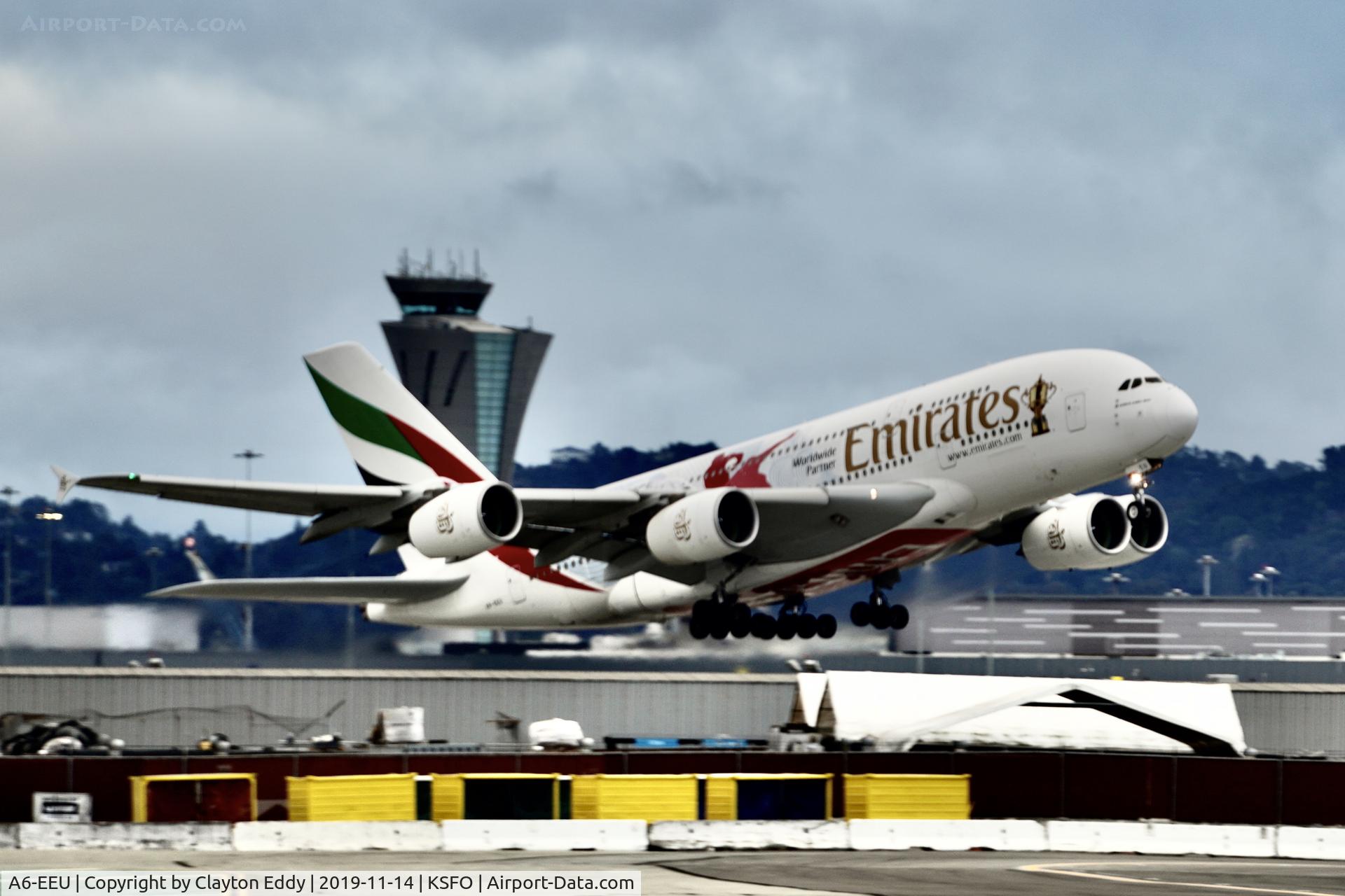 A6-EEU, 2013 Airbus A380-861 C/N 147, SFO 2019.