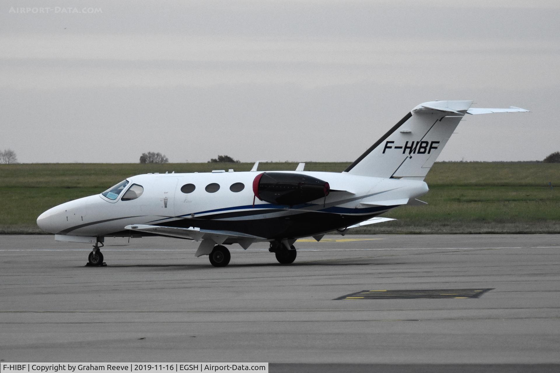 F-HIBF, 2009 Cessna 510 Citation Mustang Citation Mustang C/N 510-0262, Parked at Norwich.