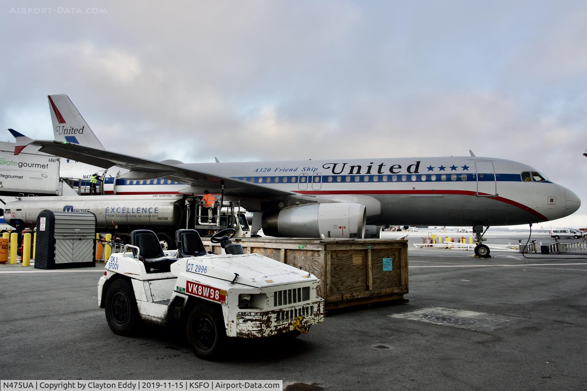 N475UA, 2001 Airbus A320-232 C/N 1495, Retro 320 SFO 2019.