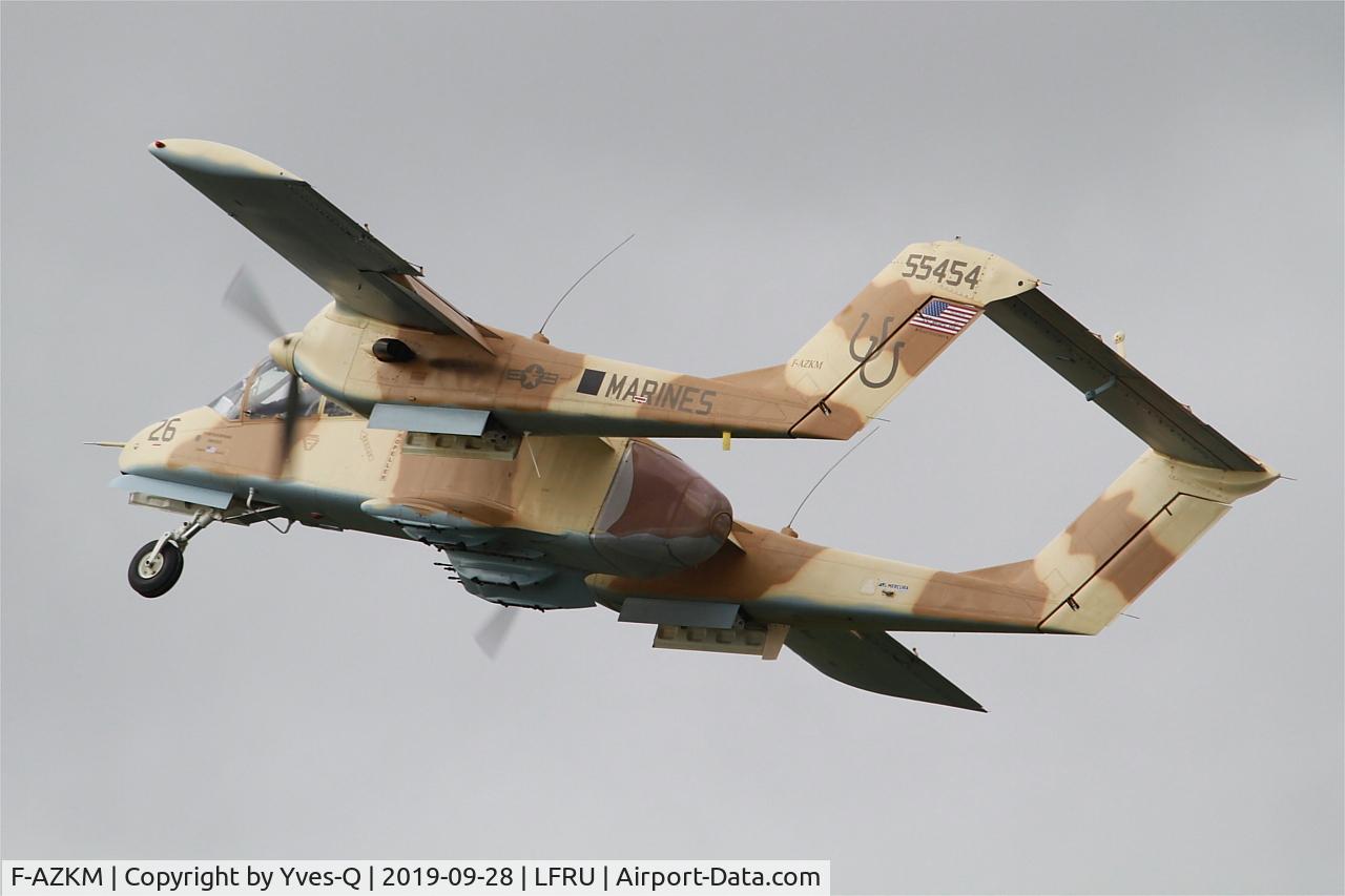 F-AZKM, 1971 North American OV-10B Bronco C/N 338-9 (305-65), North American OV-10B Bronco, Take off rwy 22, Morlaix-Ploujean airport (LFRU-MXN) air show 2019