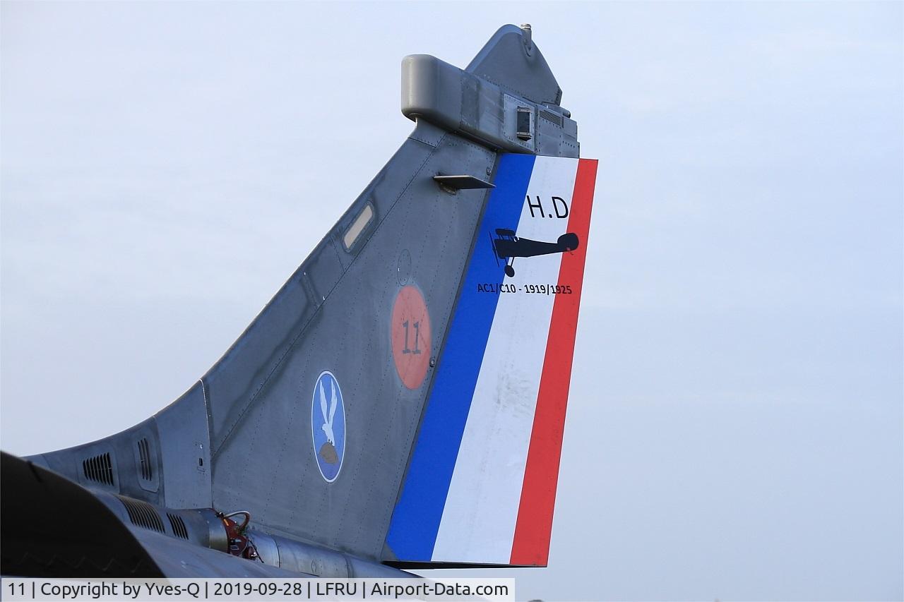 11, Dassault Rafale M C/N 11, Daussault Rafale M, tailfin close up view,Decorated for the centenary of the 11F squadron, Morlaix-Ploujean airport (LFRU-MXN) Air show 2019