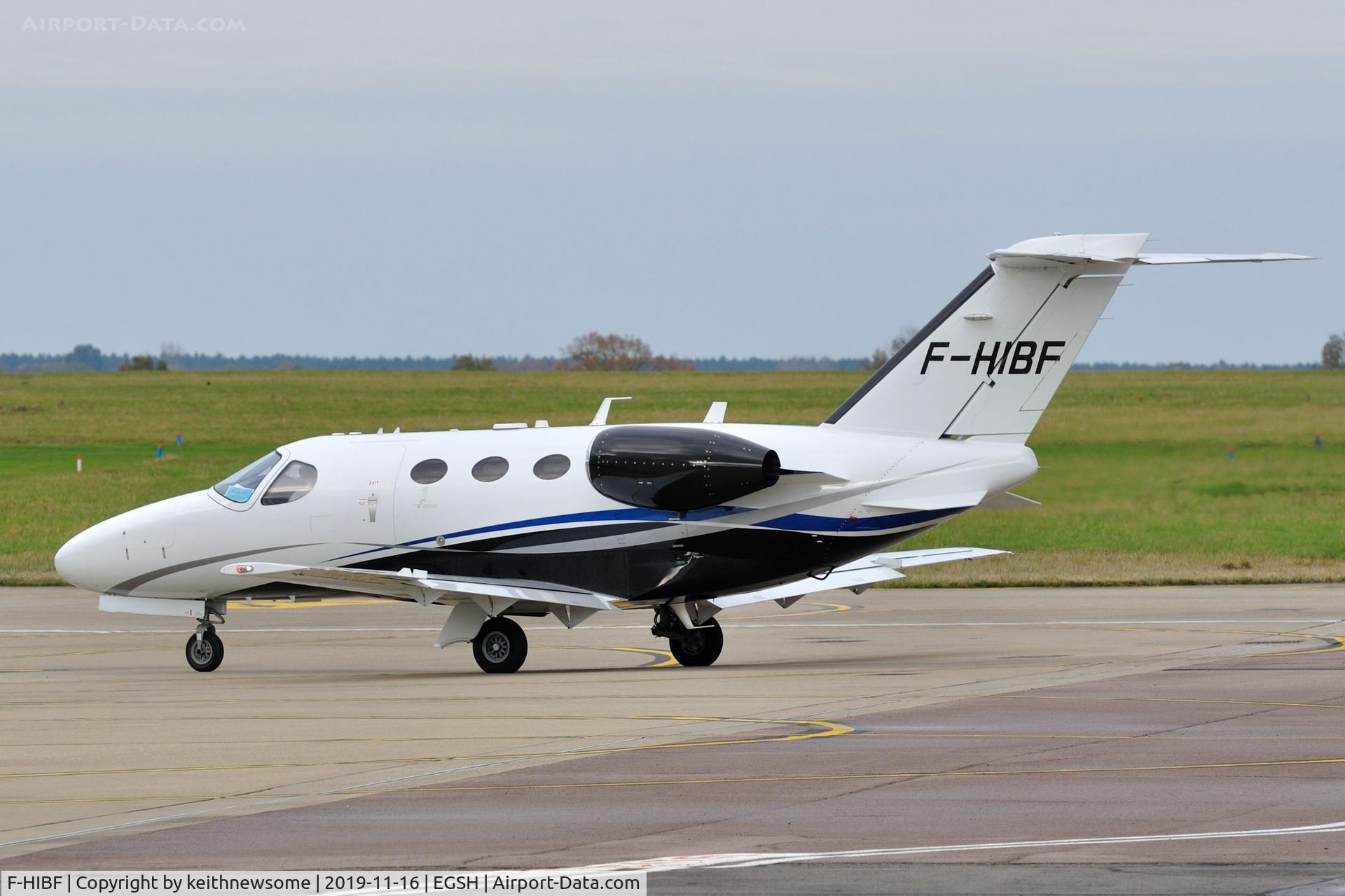 F-HIBF, 2009 Cessna 510 Citation Mustang Citation Mustang C/N 510-0262, Parked at Norwich.