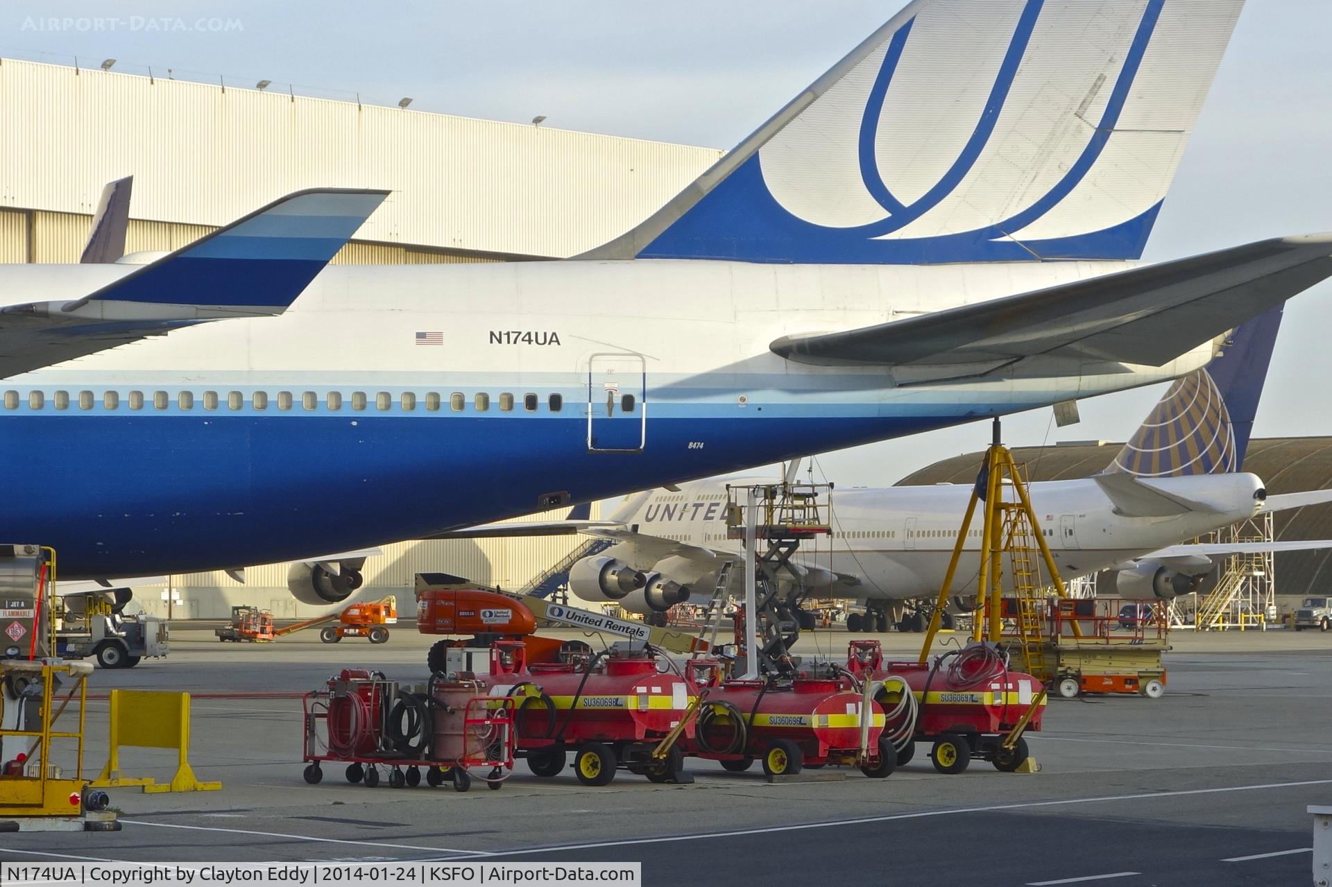 N174UA, 1990 Boeing 747-422 C/N 24381, SFO 2014.