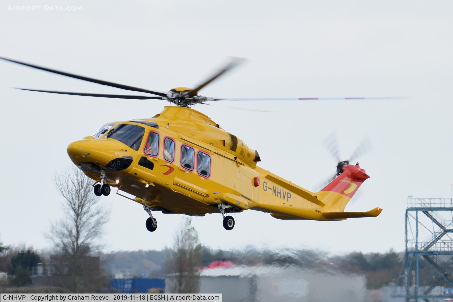 G-NHVP, 2018 AgustaWestland AW-139 C/N 41513, Landing at Norwich.