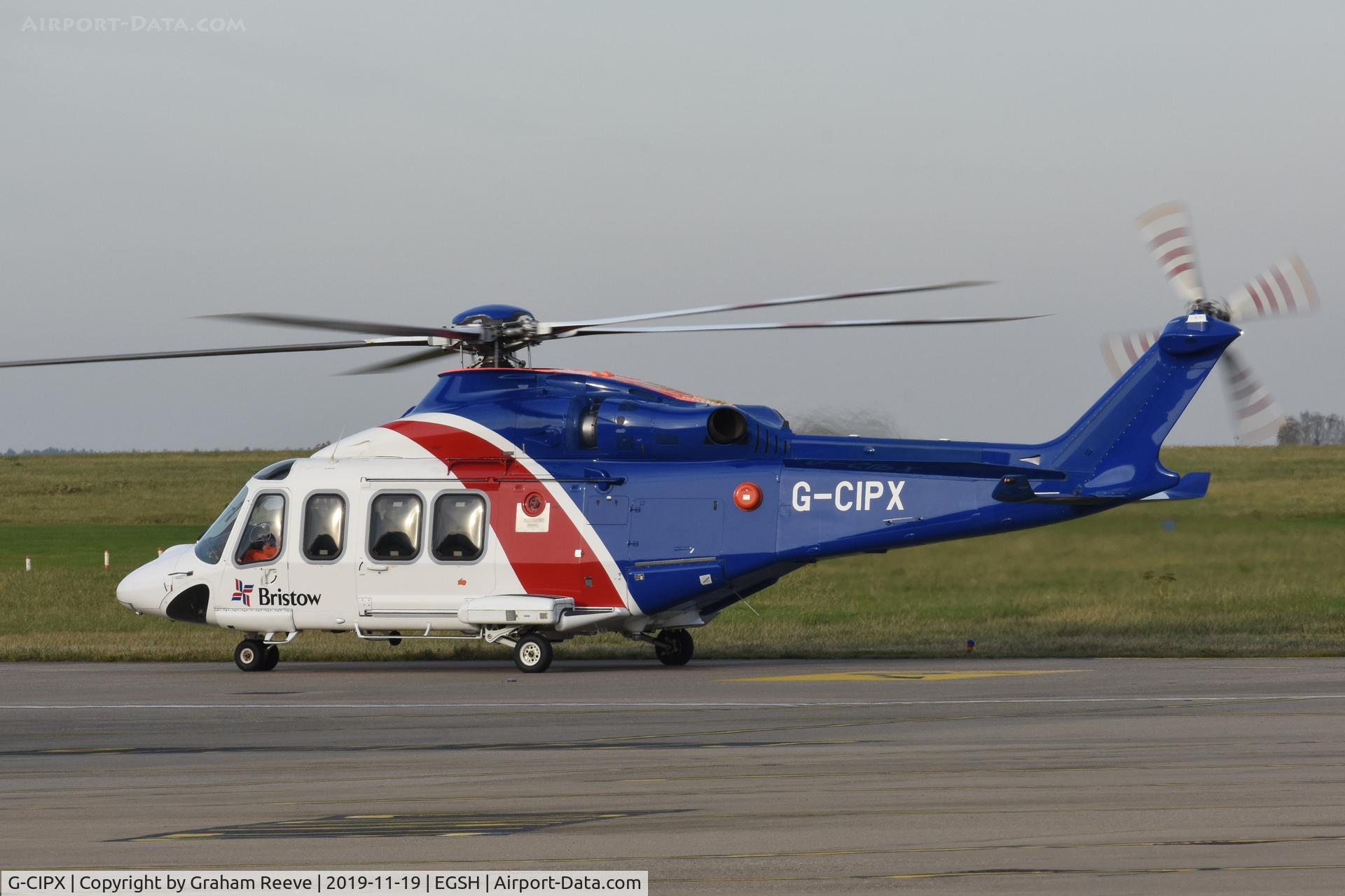 G-CIPX, 2013 AgustaWestland AW-139 C/N 41346, Just landed at Norwich.