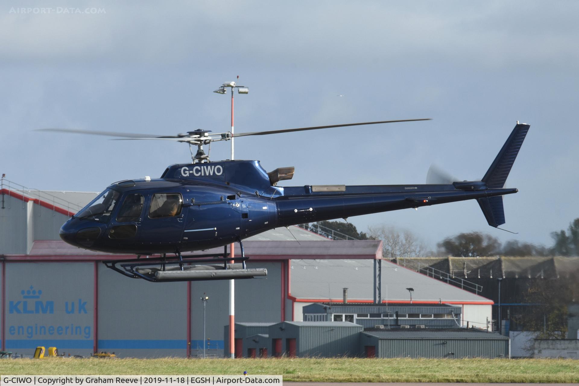 G-CIWO, 2015 Airbus Helicopters AS-350B-3 Ecureuil C/N 8191, Departing from Norwich.