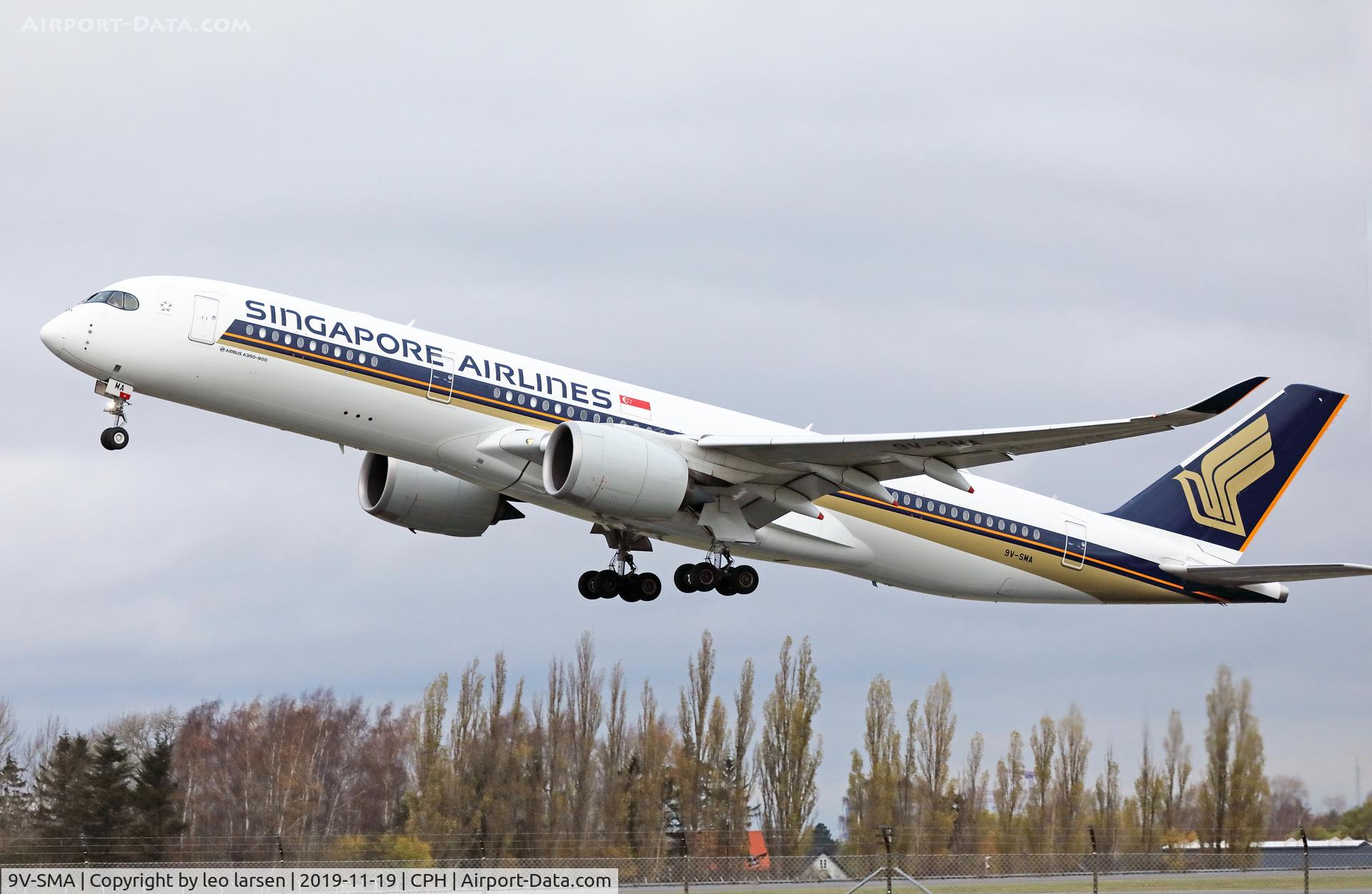 9V-SMA, 2016 Airbus A350-941 C/N 026, copenhagen19.11.2019 T/O R-22R