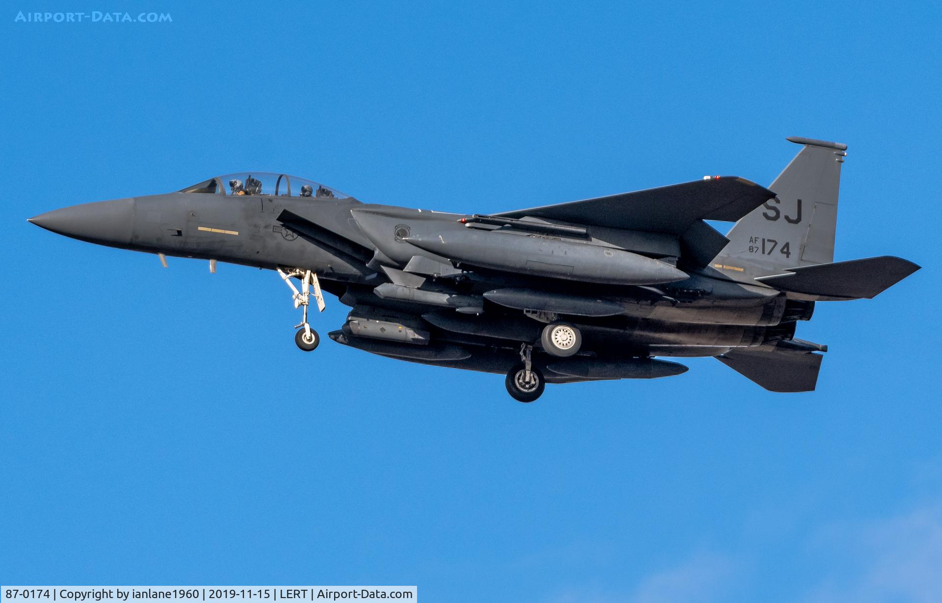 87-0174, 1987 McDonnell Douglas F-15E Strike Eagle C/N 1039/E014, Arriving at Rota Naval AIr Station