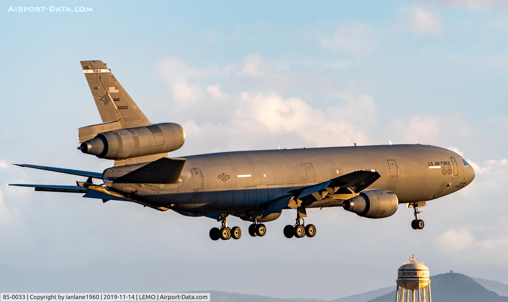 85-0033, 1985 McDonnell Douglas KC-10A Extender C/N 48238, Arriving at Moron Air Base, Spain