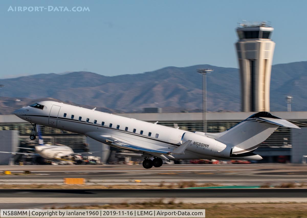 N588MM, 2015 Bombardier BD-700-1A10 Global 6000 C/N 9684, Runway 31 at Malaga Costa Del Sol