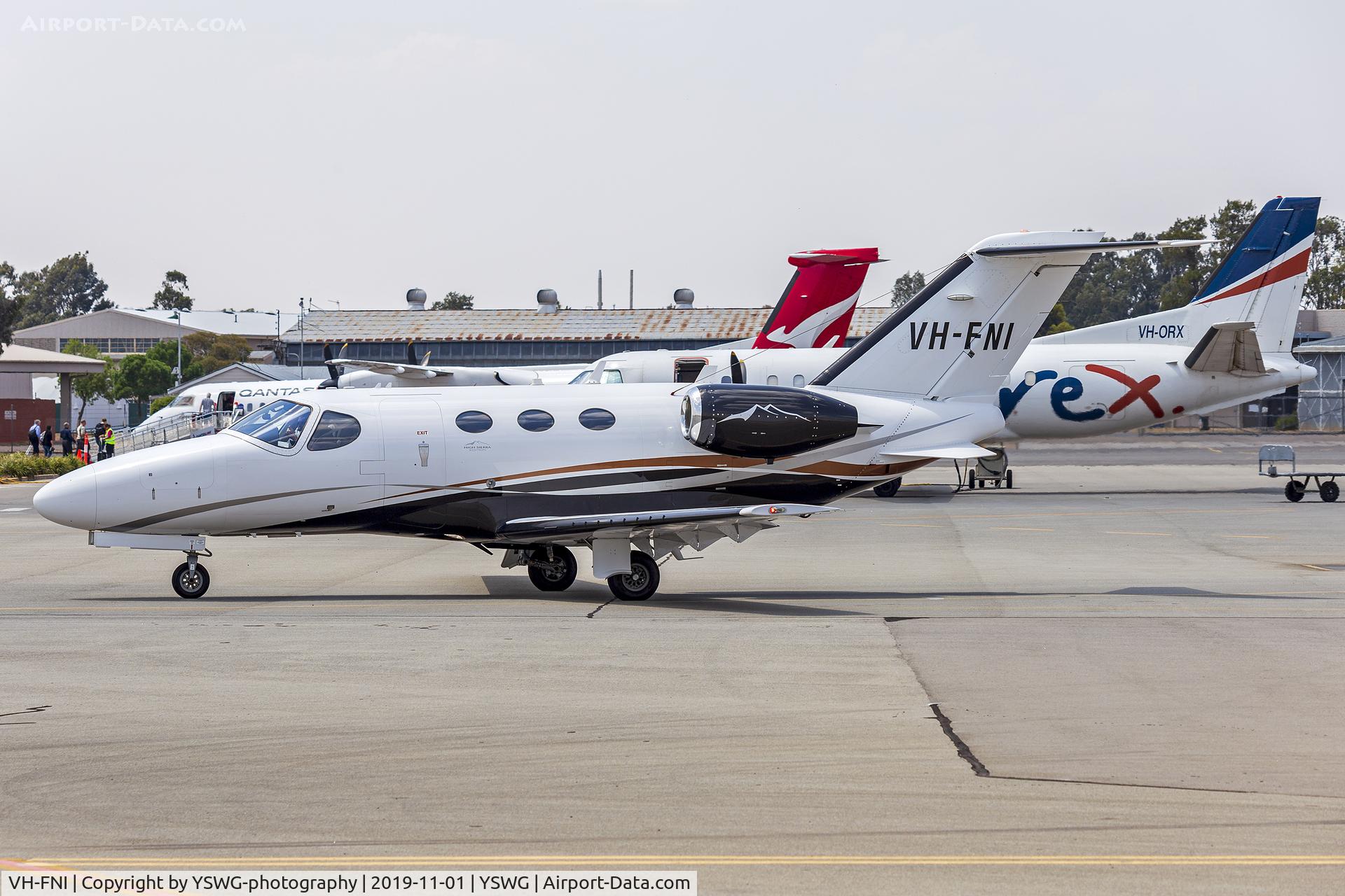 VH-FNI, 2012 Cessna 510 Citation Mustang Citation Mustang C/N 510-0398, Graham Aviation Cairns (VH-FNI) Cessna 510 Citation Mustang taxiing at Wagga Wagga Airport