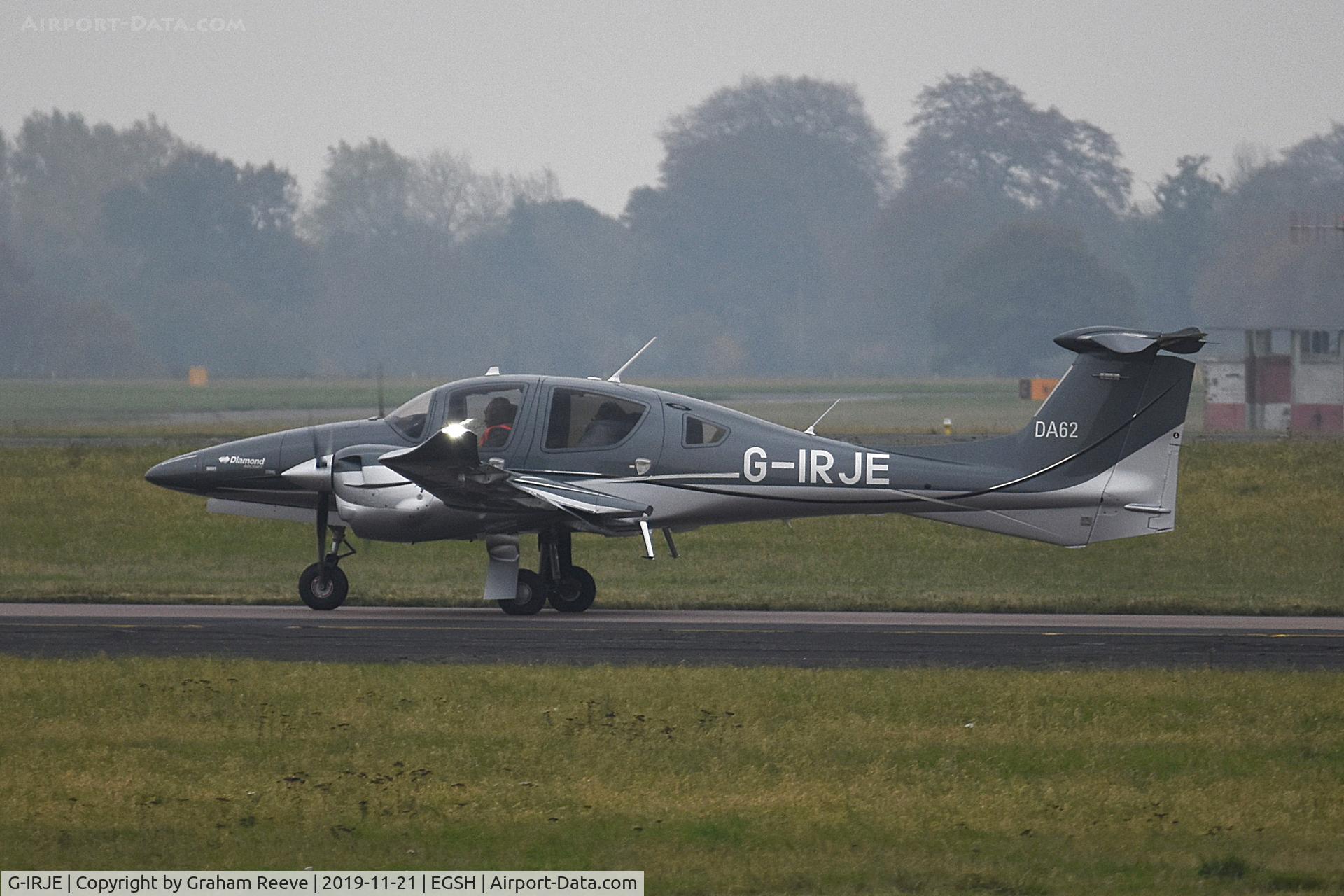 G-IRJE, 2018 Diamond DA-62 C/N 62.111, Departing from Norwich.