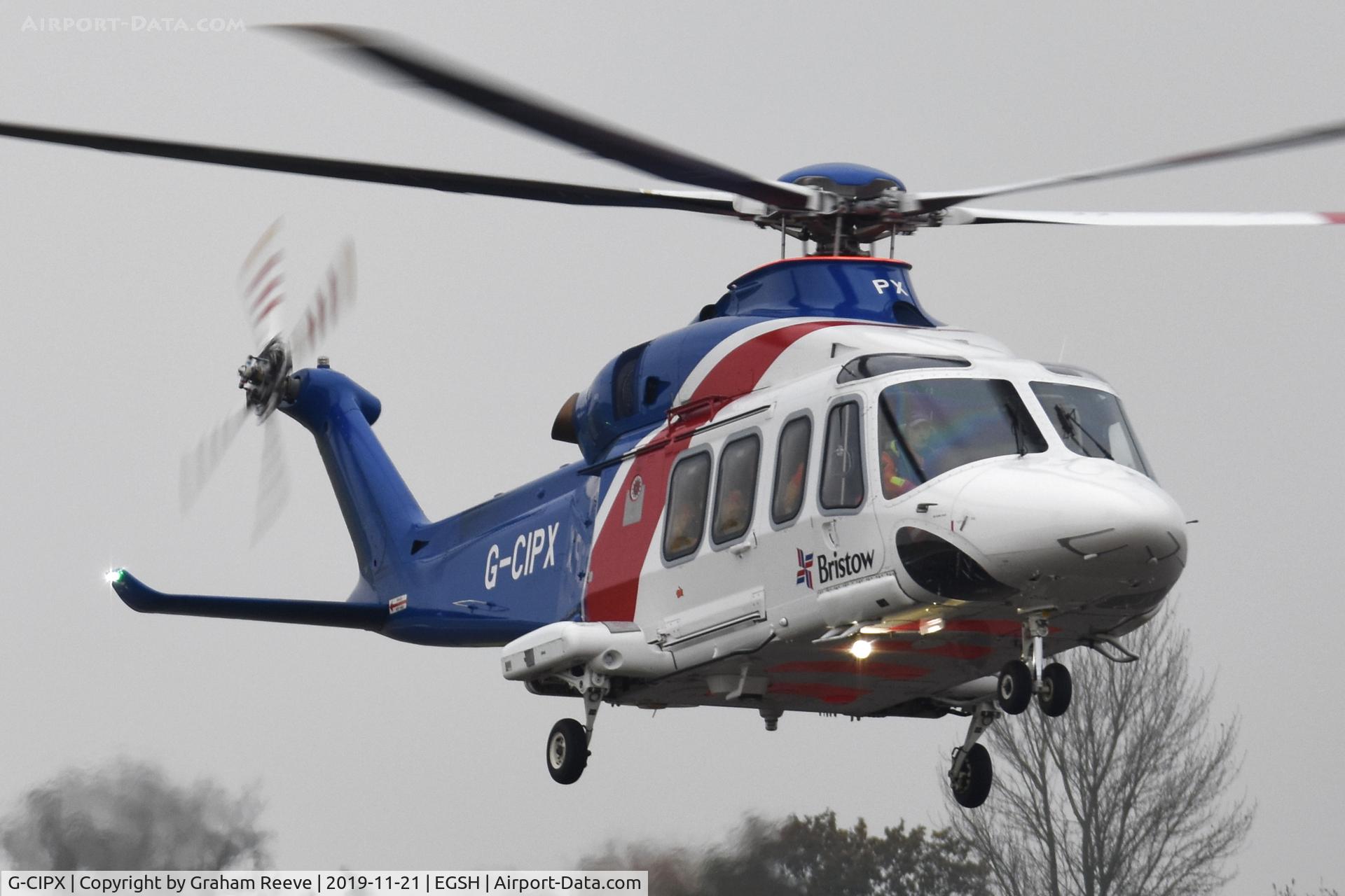 G-CIPX, 2013 AgustaWestland AW-139 C/N 41346, Landing at Norwich.