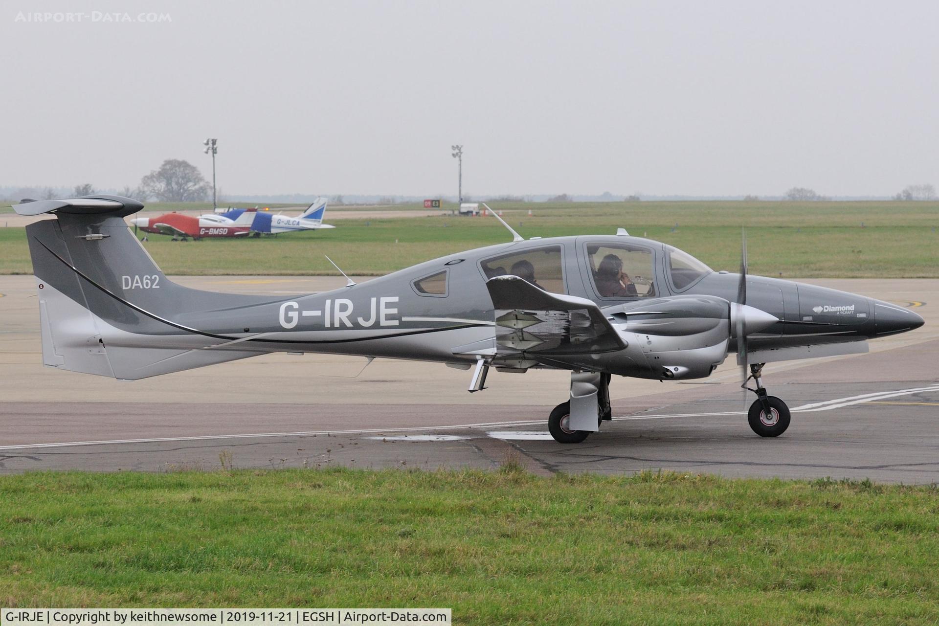 G-IRJE, 2018 Diamond DA-62 C/N 62.111, Leaving Norwich.