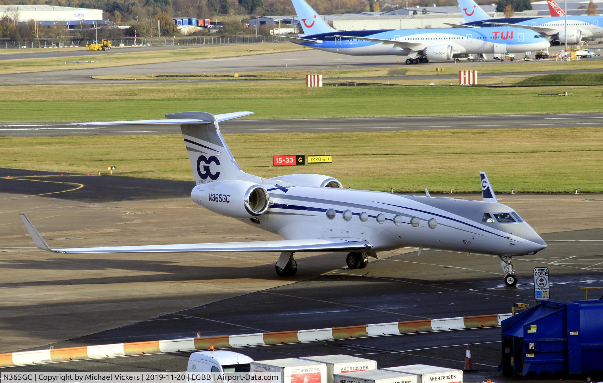 N365GC, 2017 Gulfstream Aerospace GV-SP (G550) C/N 5556, Parking up on the elmdon Apron
