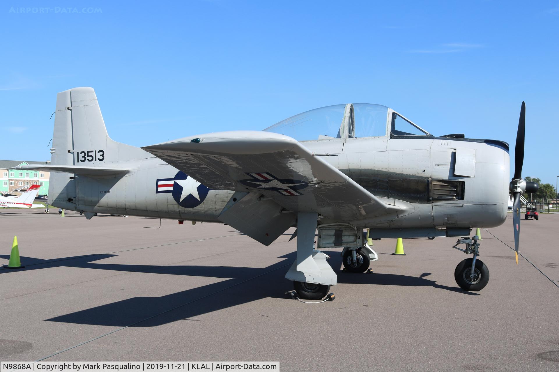 N9868A, 1951 North American T-28D Trojan C/N 174-51 (51-3513), North American T-28  Ferried from KRFD to KLAL to be shipped to France in a container.