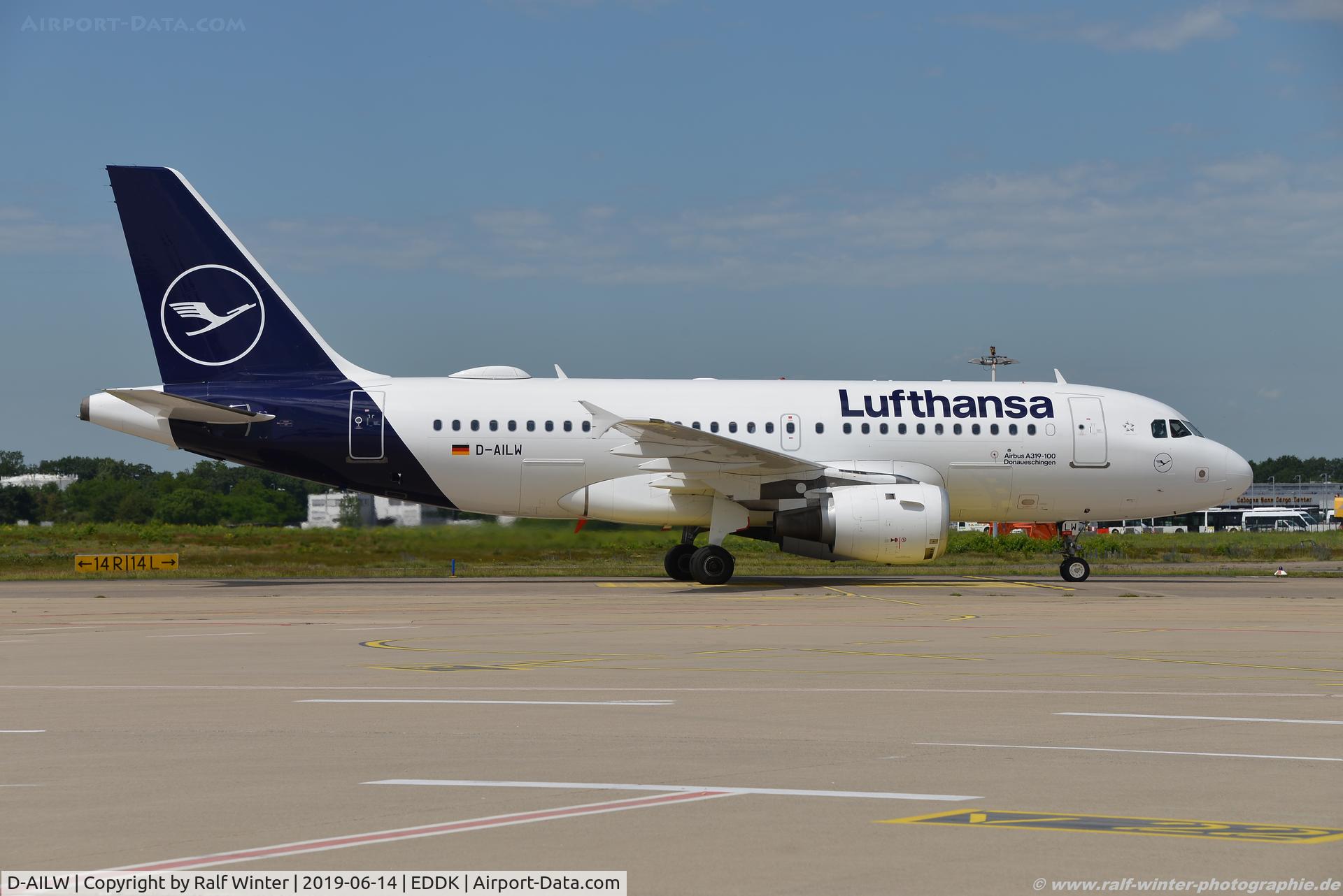 D-AILW, 1998 Airbus A319-114 C/N 853, Airbus A319-114 - LH DLH Lufthansa nc 'Donaueschingen' - 853 - D-AILW - 14.06.2019 - CGN